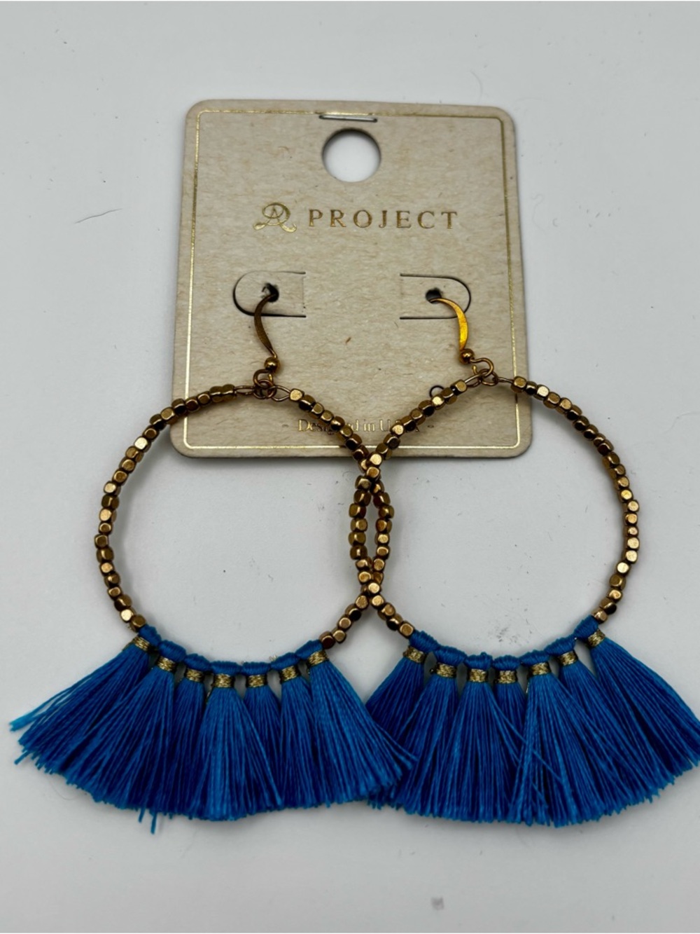 A Project Blue Tassel Hoop Earrings